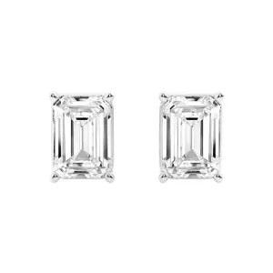 10CT Emerald Cut Diamond Stud Earrings