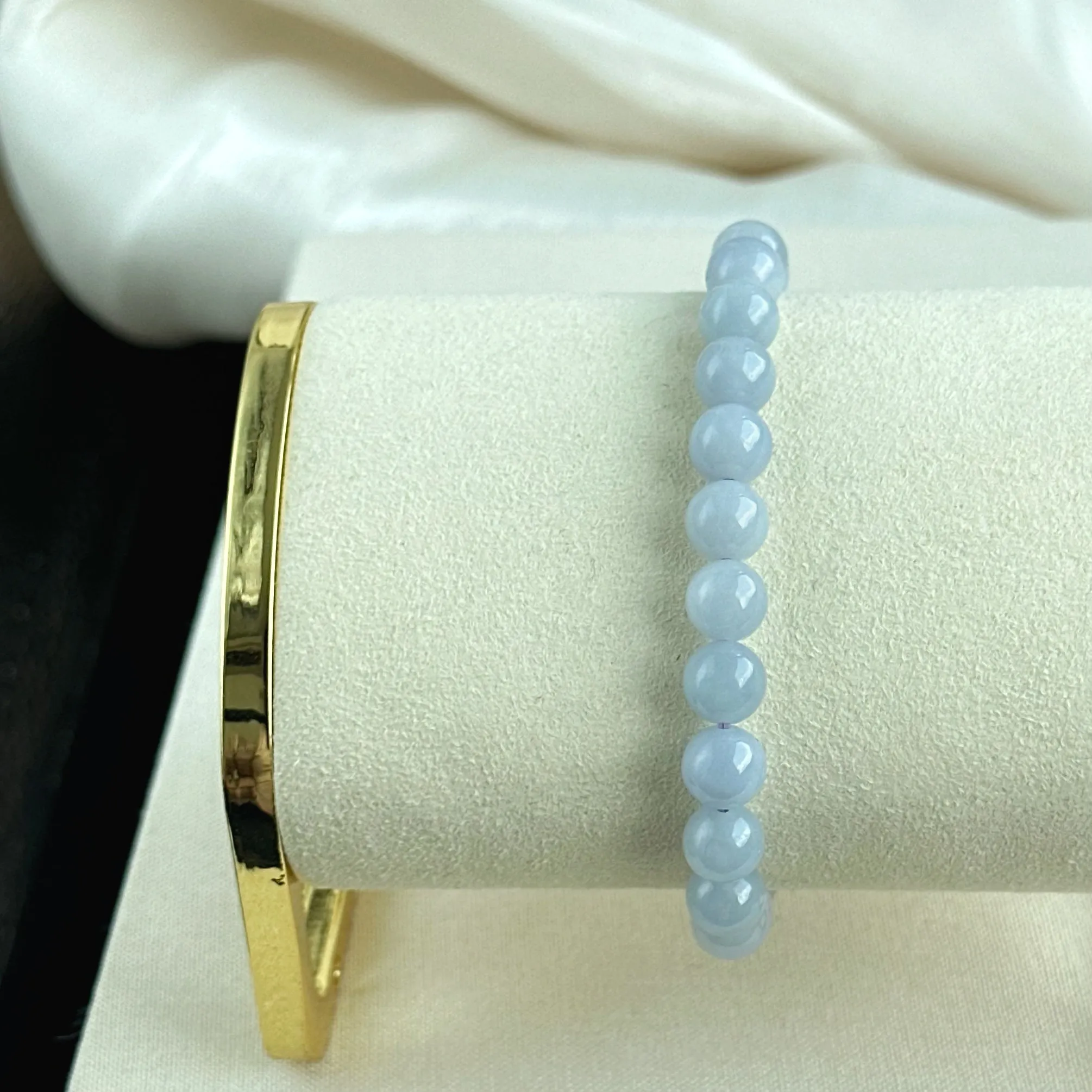 120588 Furong Lavender Purple Type A Jadeite Beaded Bracelet