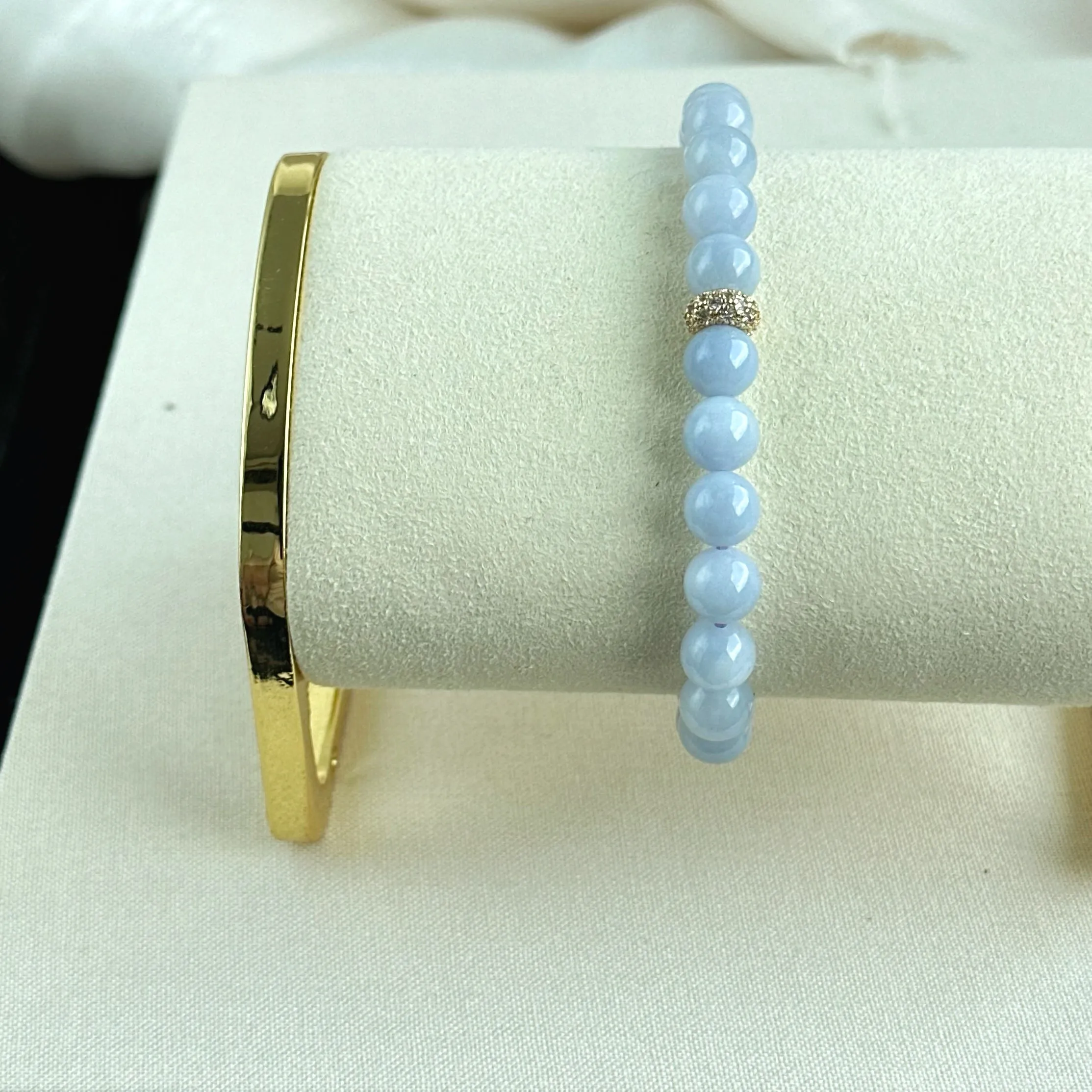120588 Furong Lavender Purple Type A Jadeite Beaded Bracelet