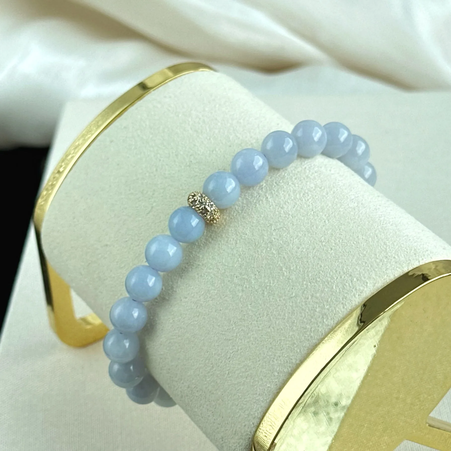 120588 Furong Lavender Purple Type A Jadeite Beaded Bracelet