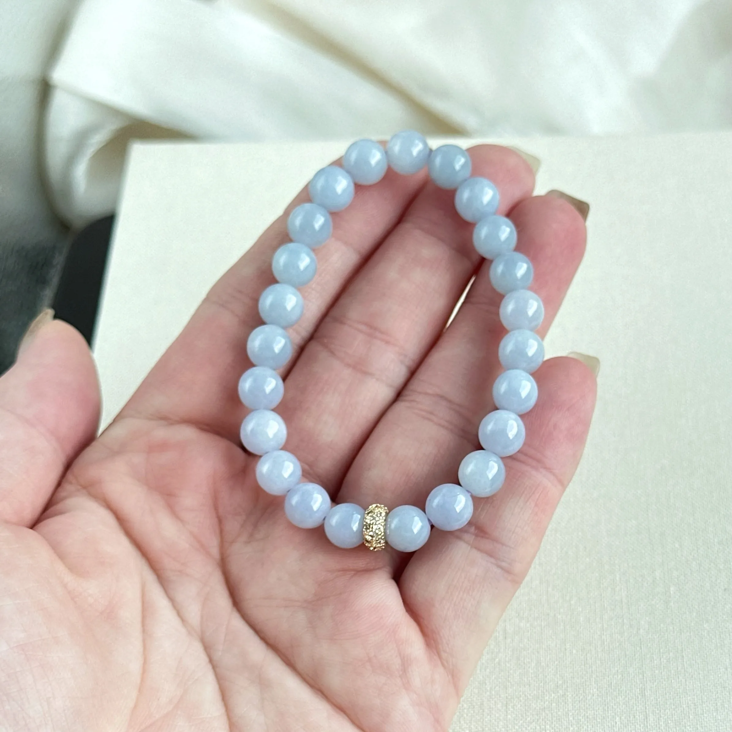120588 Furong Lavender Purple Type A Jadeite Beaded Bracelet
