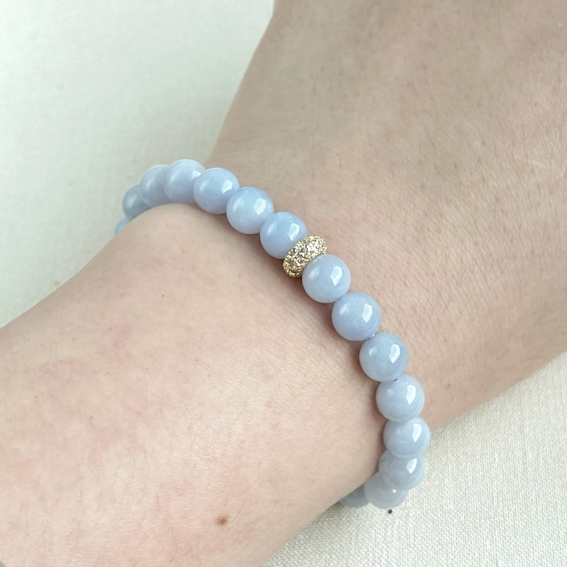 120588 Furong Lavender Purple Type A Jadeite Beaded Bracelet