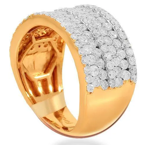 14K Solid Rose Gold Womens Diamond Cocktail Ring 2.08 Ctw