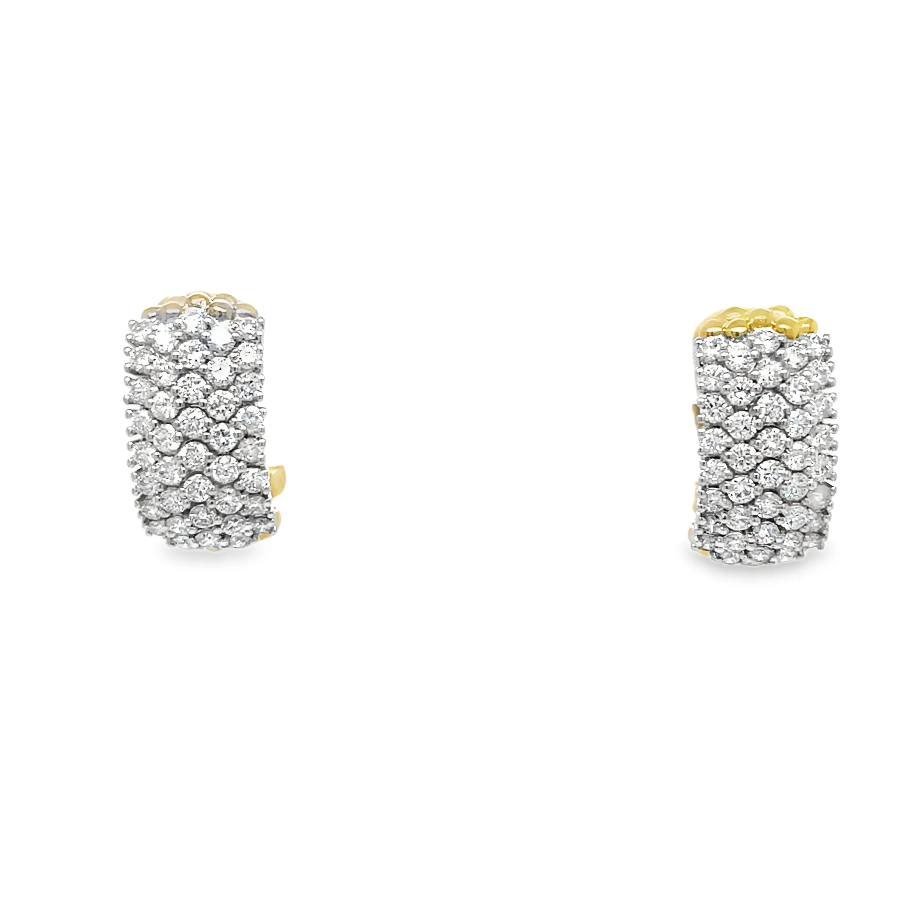 1.79CT White Diamond Earrings in Yellow and White Gold