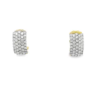 1.79CT White Diamond Earrings in Yellow and White Gold