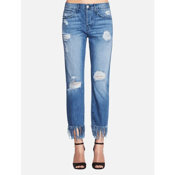 3x1 - Stunning USA Made Fringed Crop 'Mazzy' Jeans  -Size 27