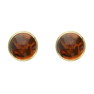 9ct Yellow Gold Amber 6mm Classic Medium Round Stud Earrings