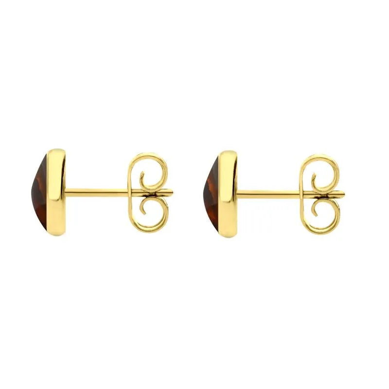 9ct Yellow Gold Amber 6mm Classic Medium Round Stud Earrings