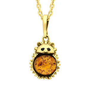 9ct Yellow Gold Amber Small Hedgehog Necklace
