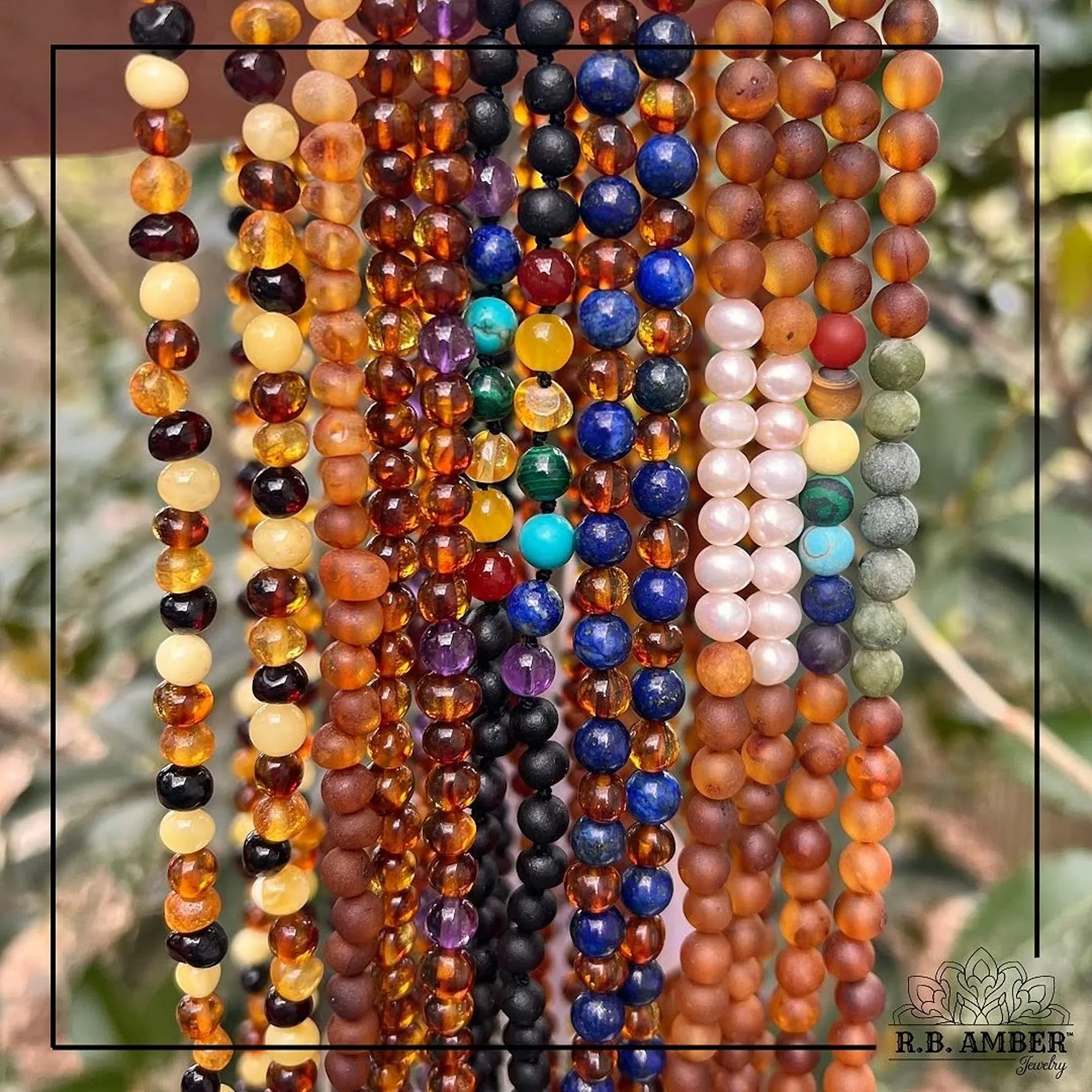 Adults | Green Jade   Raw Cognac Amber Necklace