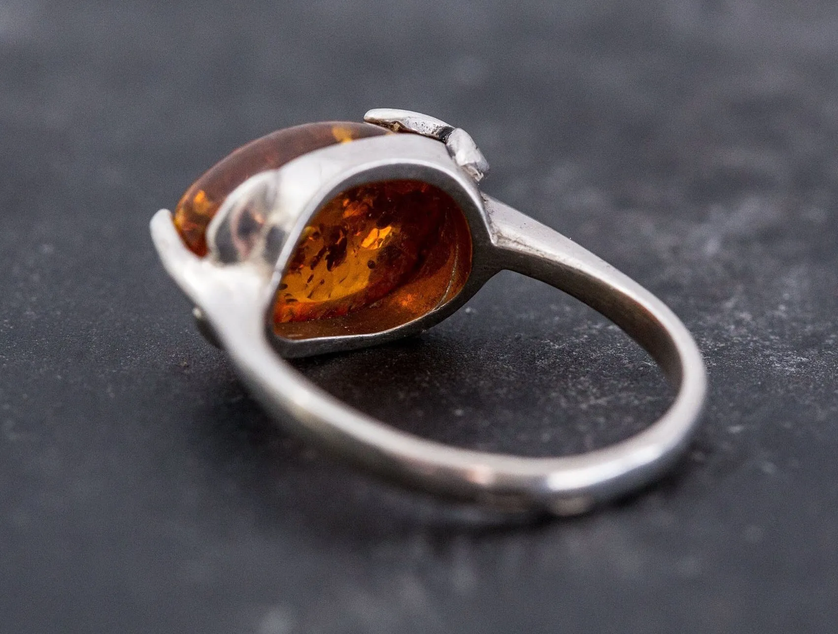 Amber Leaf Ring - Genuine Amber Ring - Vintage Amber Ring