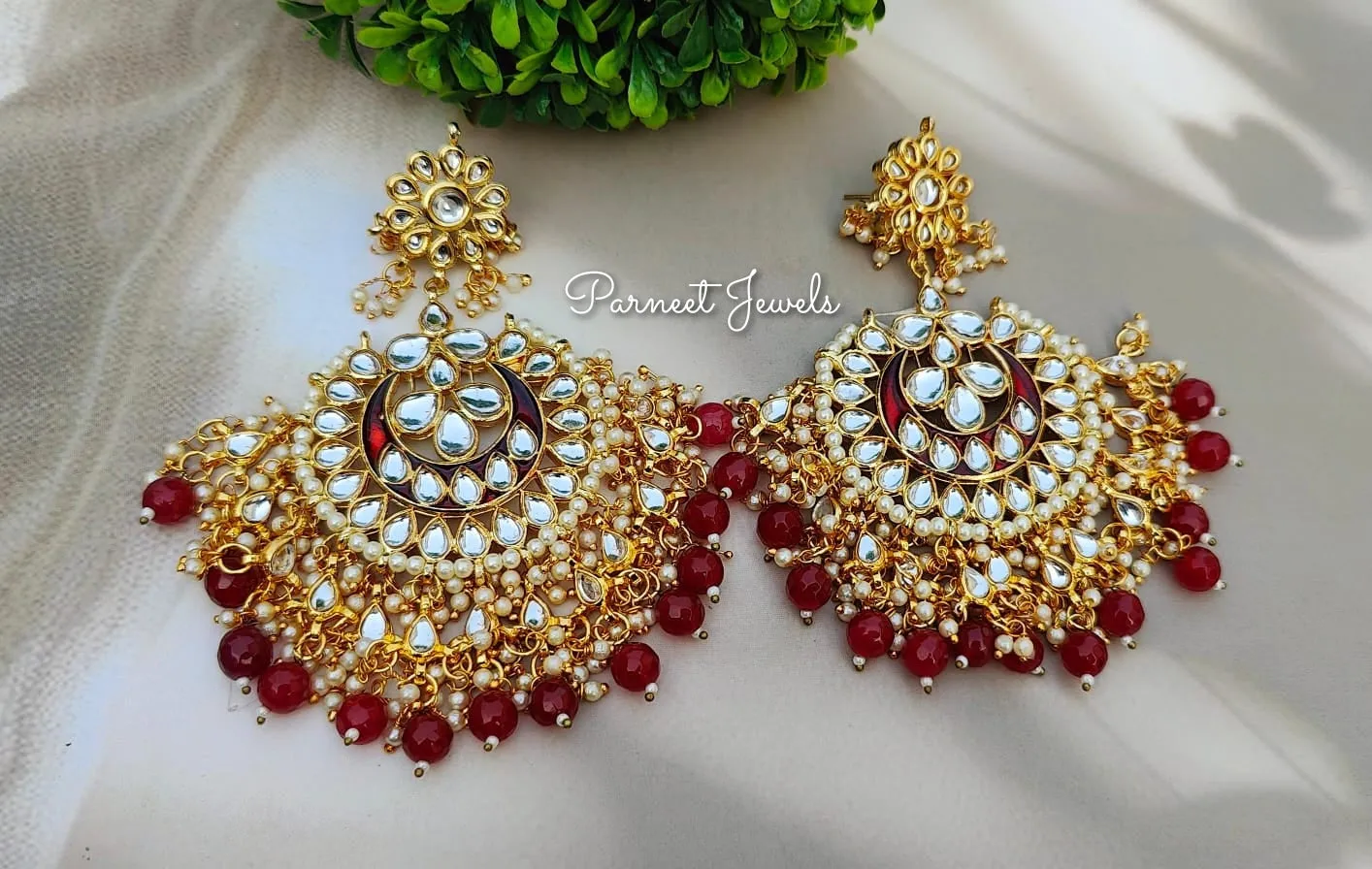 Amber Oversized  Kundan Earrings