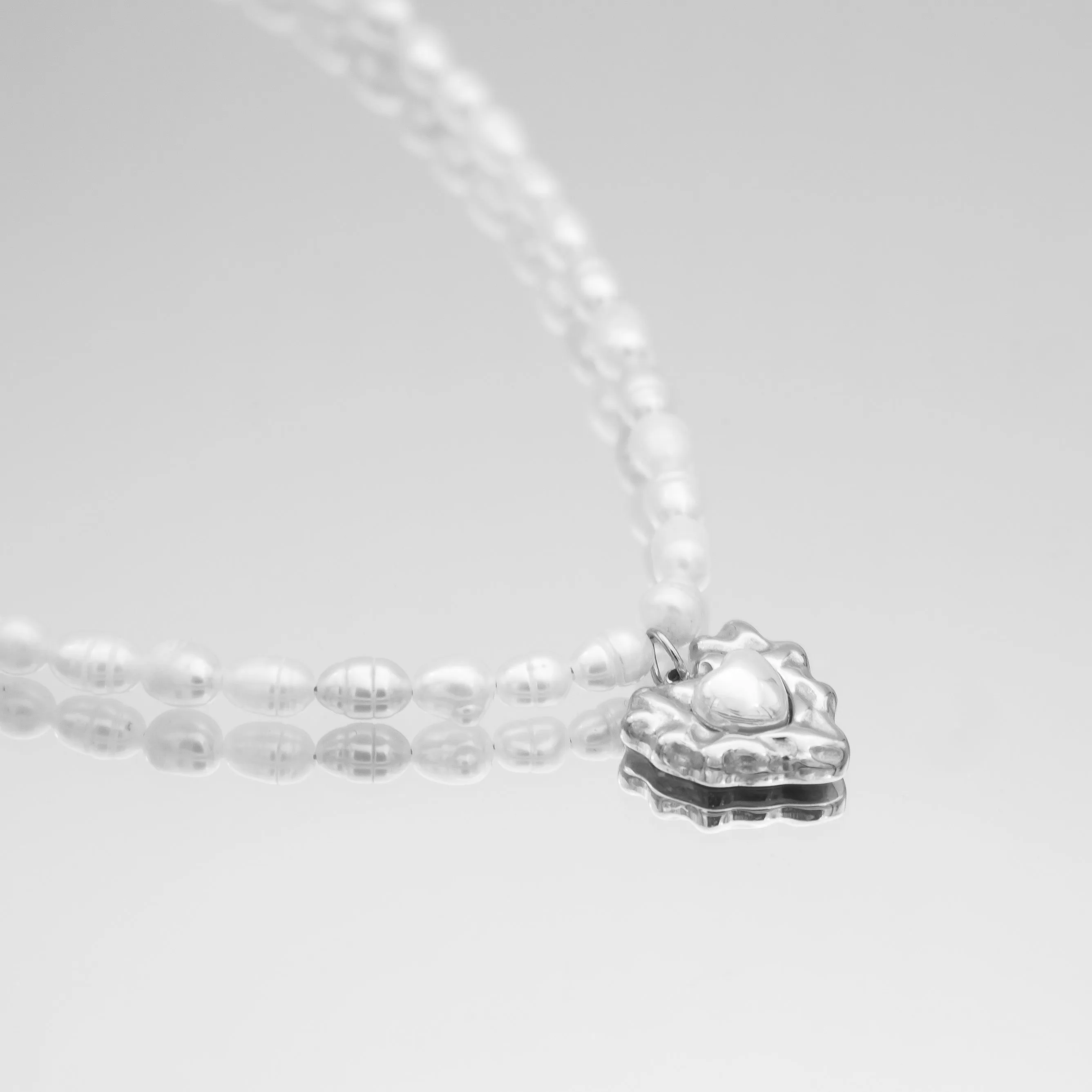 Amber Pearl Heart Necklace