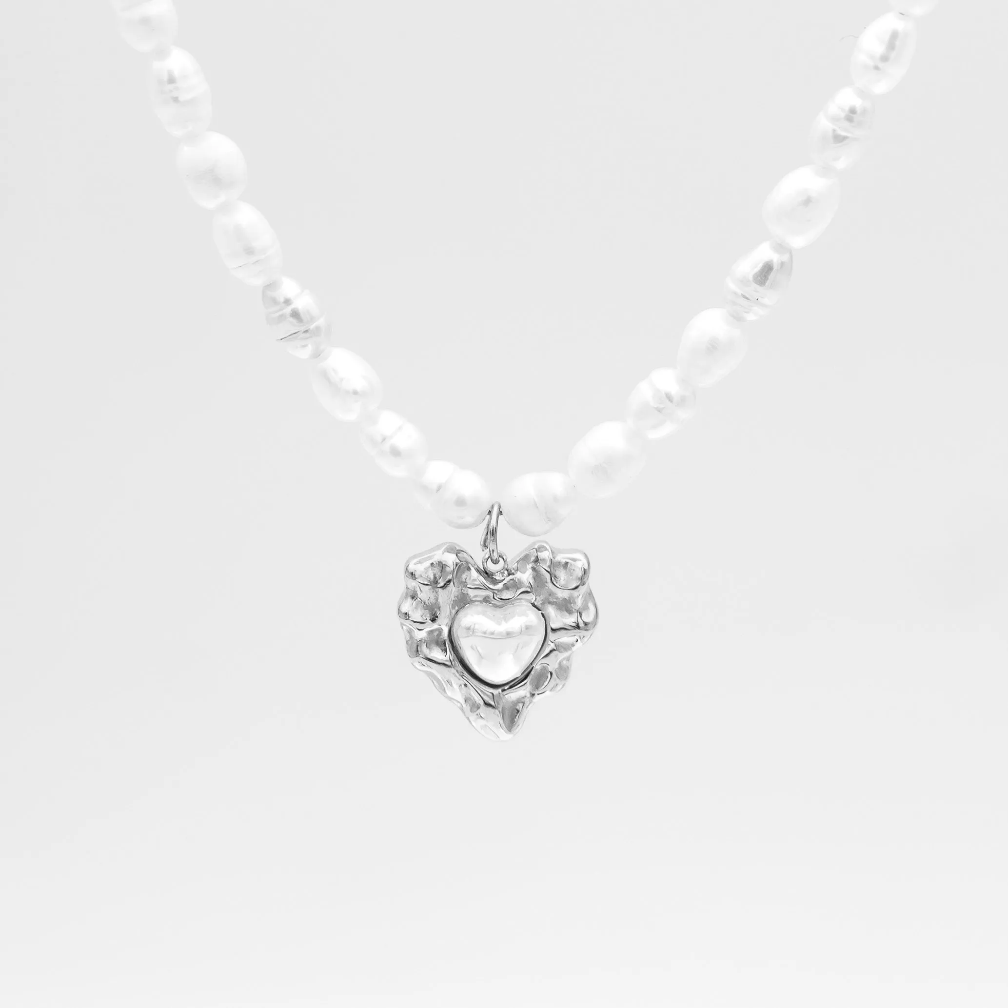 Amber Pearl Heart Necklace