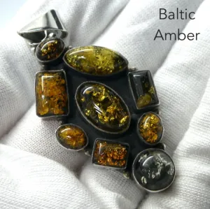 Amber Pendant, Mediaeval Gothic Stlye, 925 Sterling Silver