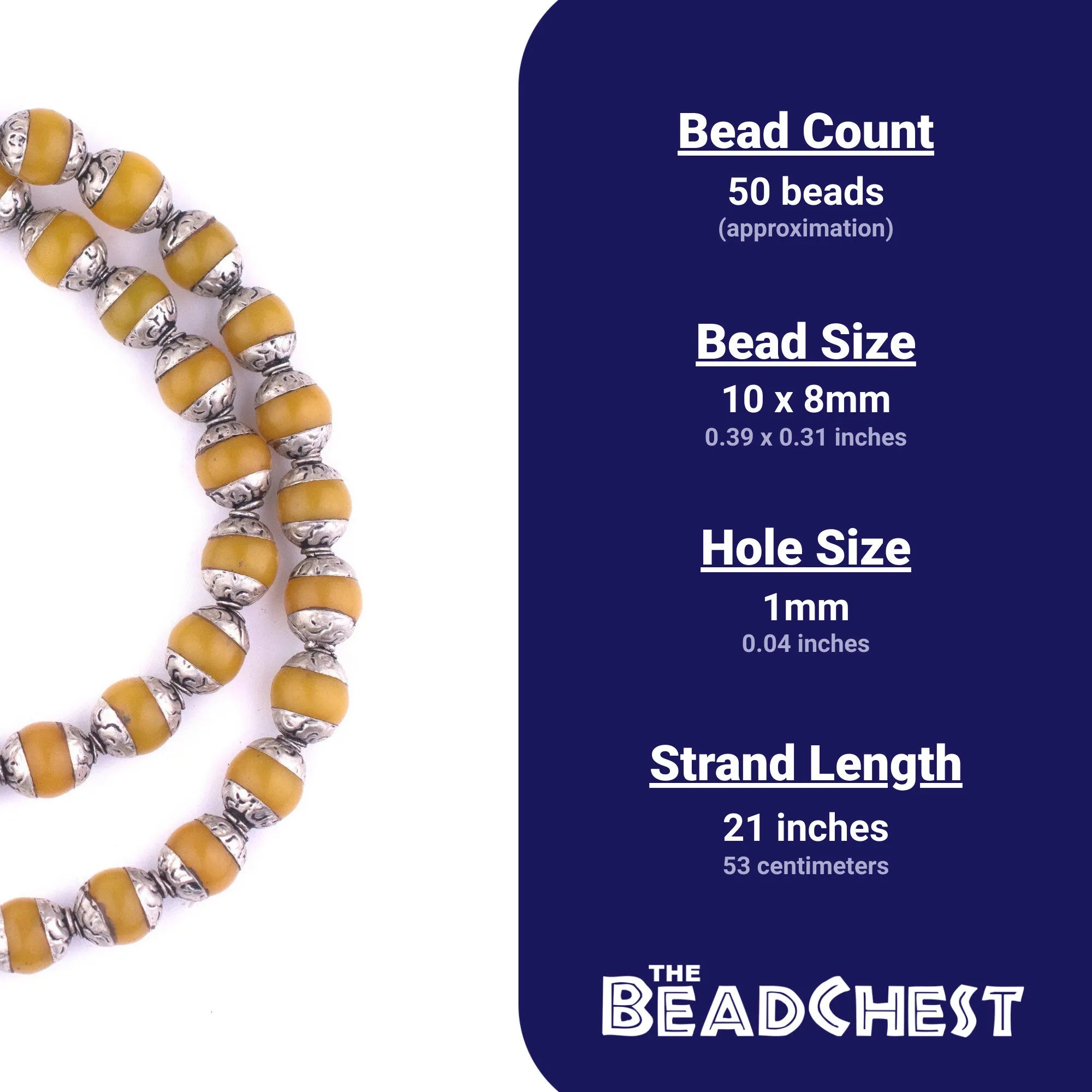 Amber Resin Nepali Silver Capped Beads