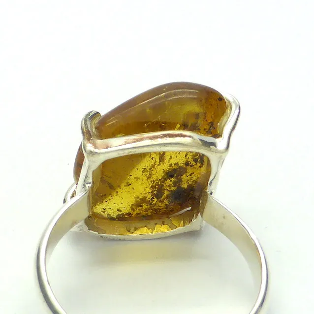 Amber Ring, Baltic, Freeform Nugget, 925 Silver, r3