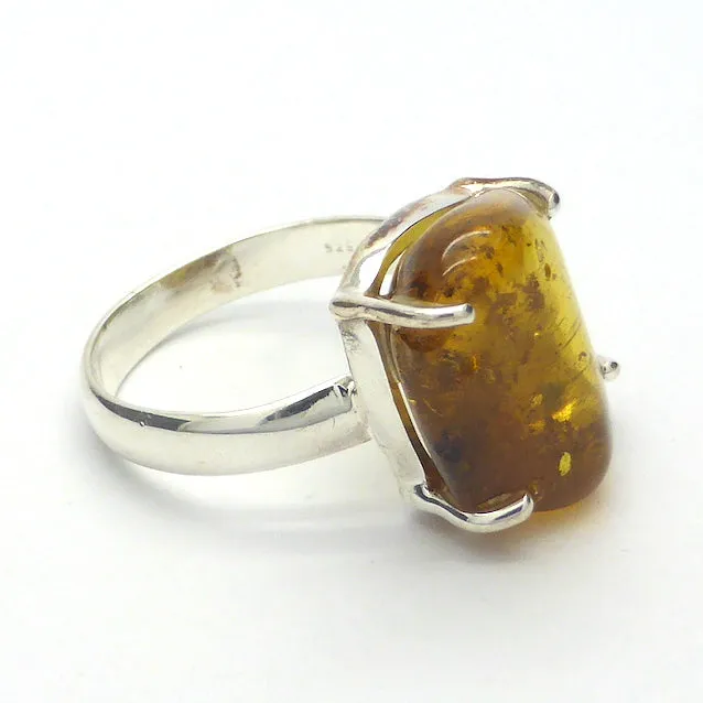 Amber Ring, Baltic, Freeform Nugget, 925 Silver, r3