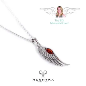 ANGEL WING NECKLACE IN SILVER AND AMBER