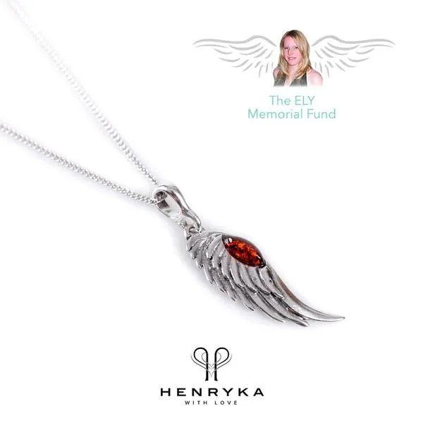 ANGEL WING NECKLACE IN SILVER AND AMBER