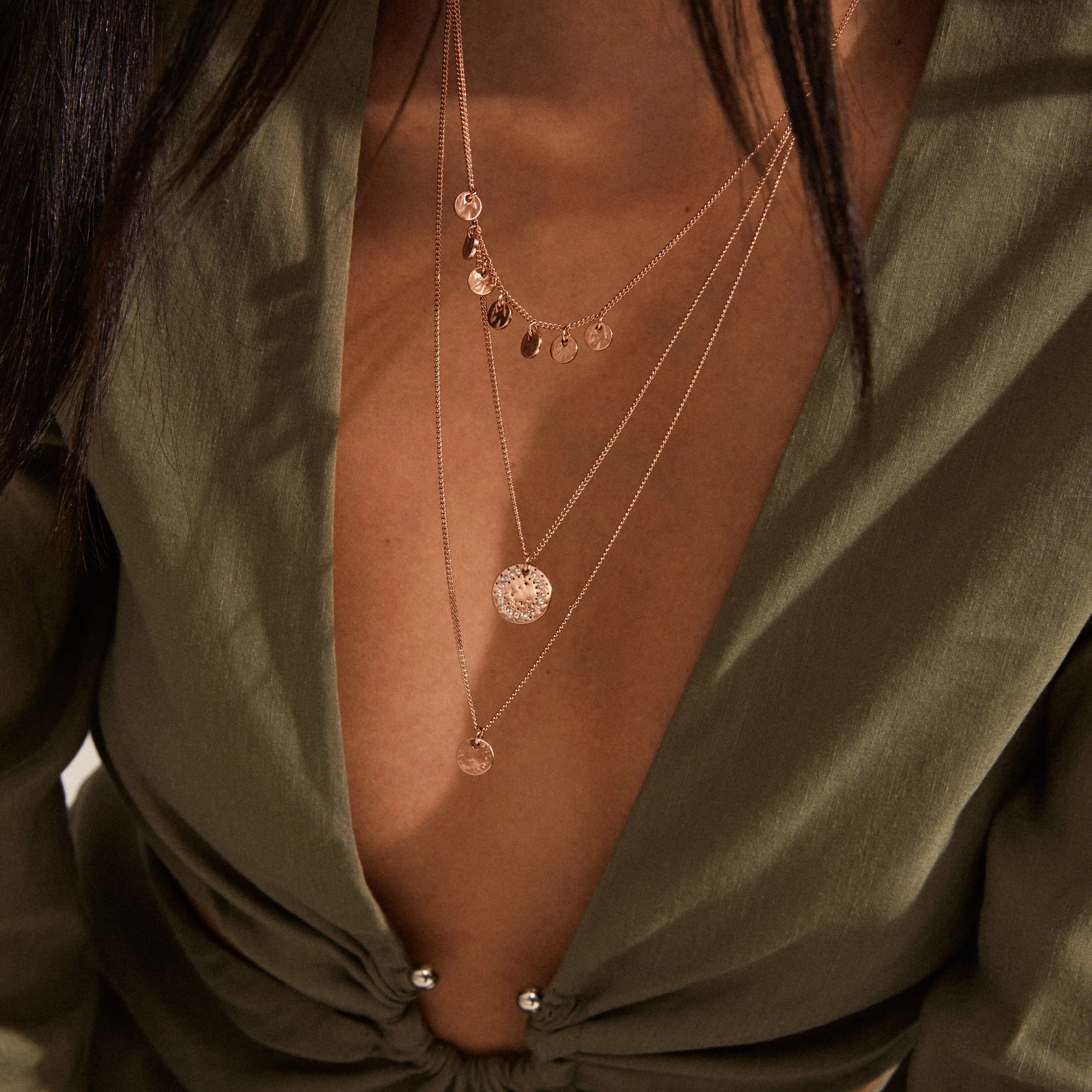 ARDEN 3-in-1  crystal necklace rosegold-plated