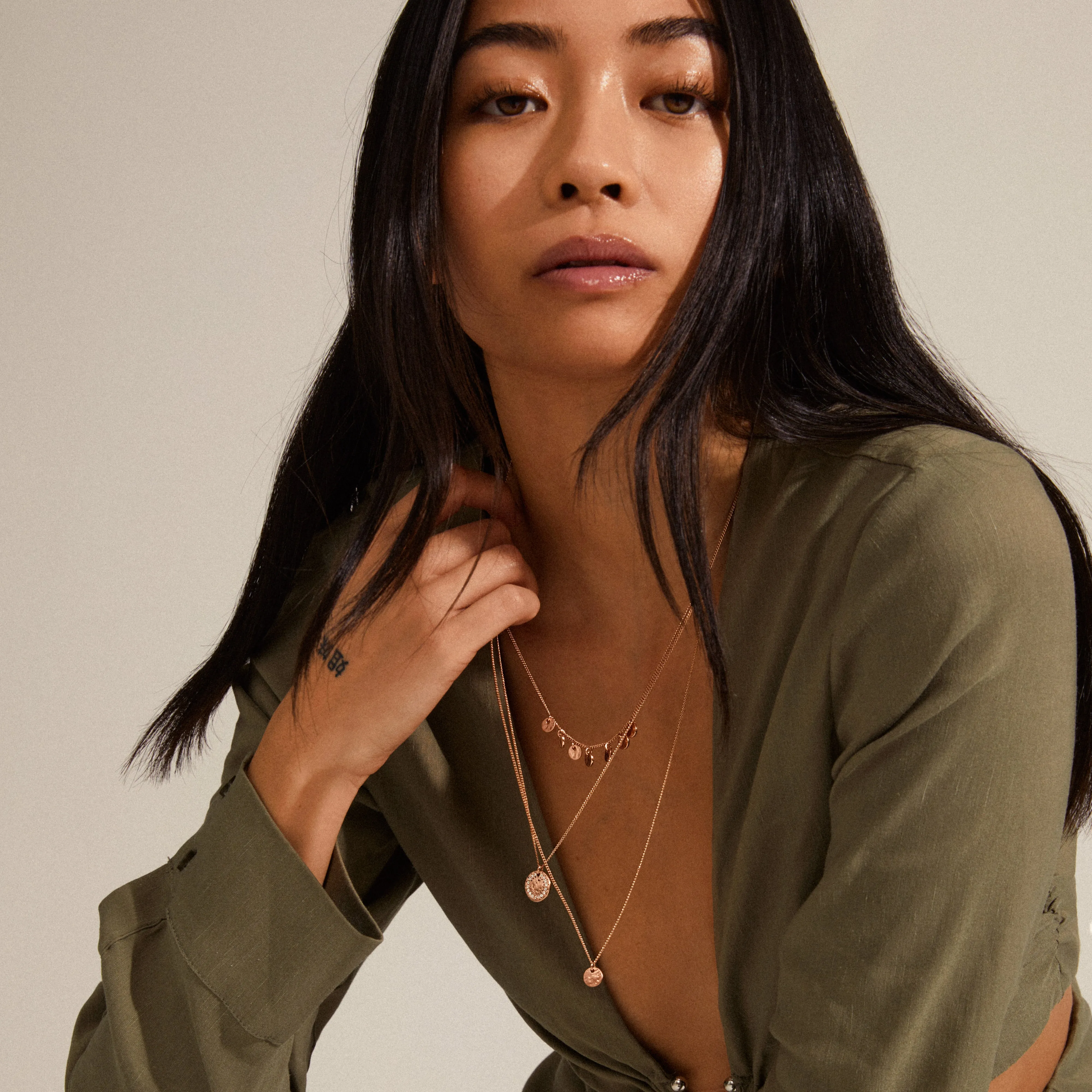 ARDEN 3-in-1  crystal necklace rosegold-plated