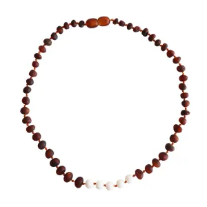 Baby Amber Necklace Chestnut- White Onyx