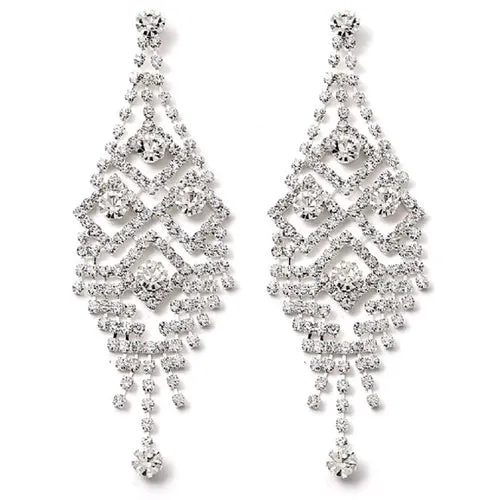 Bridal Wedding Jewelry Prom Crystal Rhinestone Stunning Dangle Earrings E1148 SV