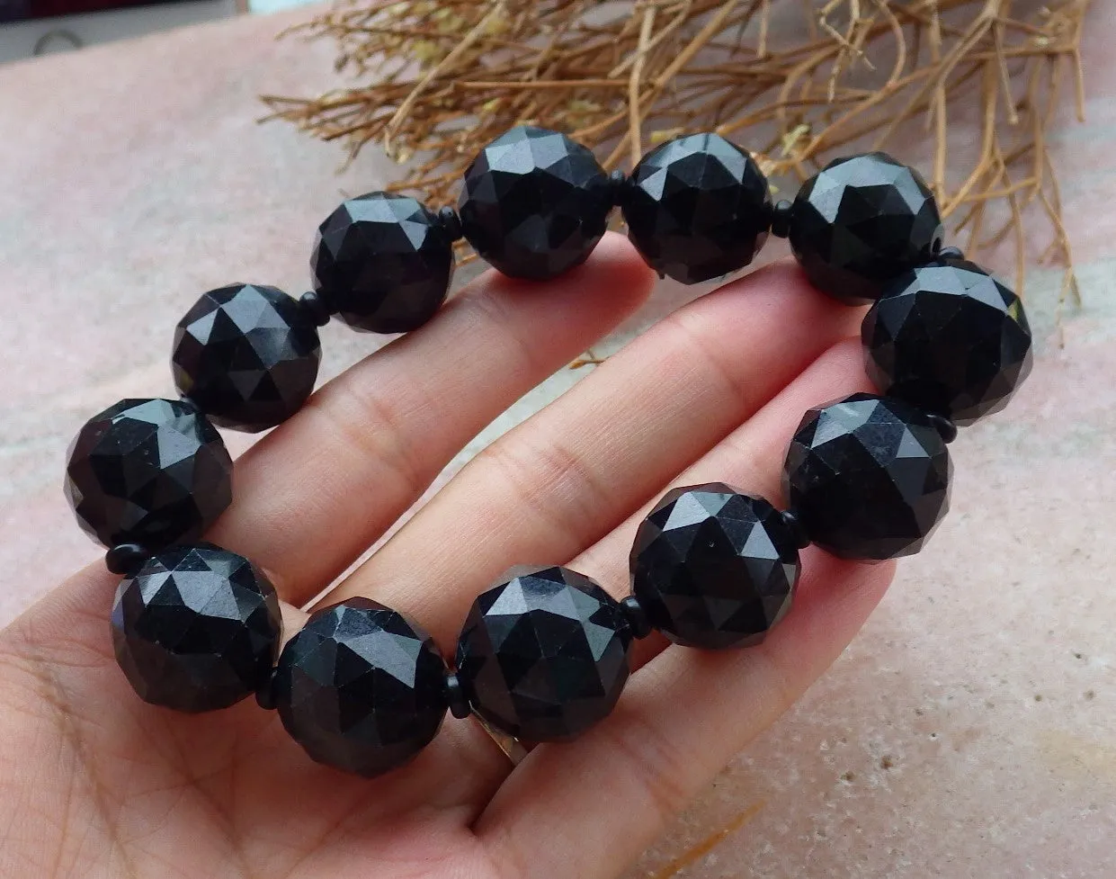 Certified Hand Carved Natural Black Myanmar Burma A JADE Jadeite Bead Beads Bangle Bracelet 17mm