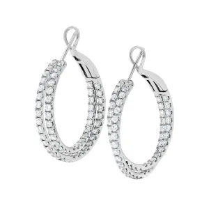 Diamond and White Gold Twist Hoop Earrings