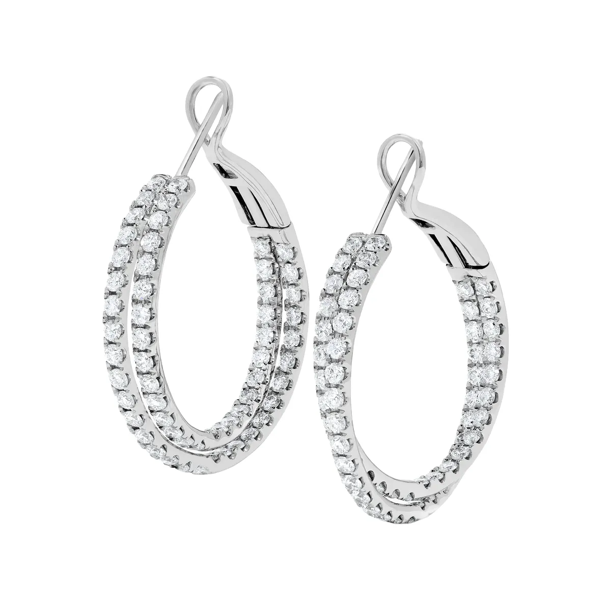 Diamond and White Gold Twist Hoop Earrings