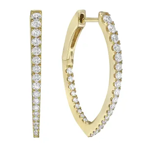 Diamond and Yellow Gold Teardrop Hoops