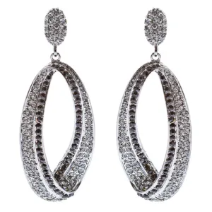 Fashion Stunning Crystal Open Hoop Drop Earrings Black