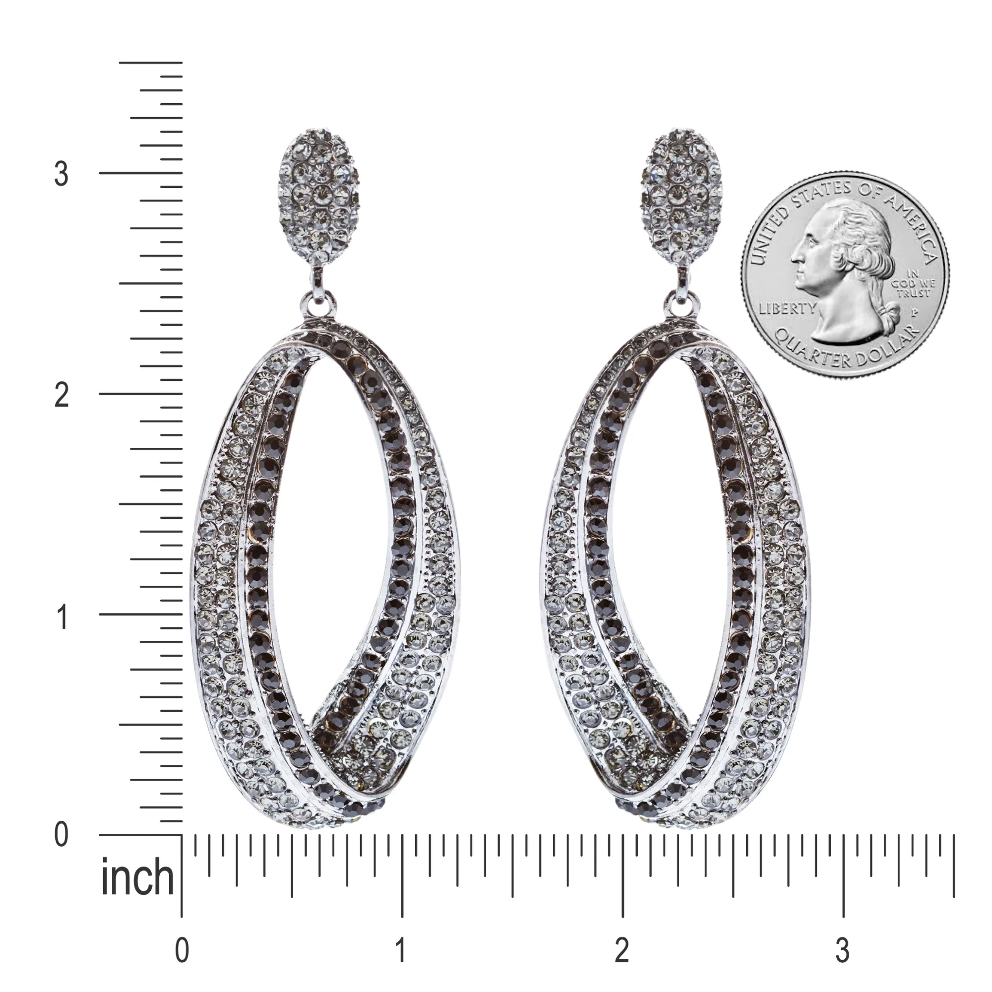 Fashion Stunning Crystal Open Hoop Drop Earrings Black