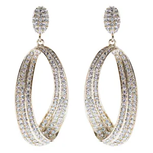 Fashion Stunning Crystal Open Hoop Drop Earrings Gold