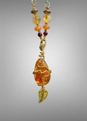 Handmade Amber & Citrine Pendant
