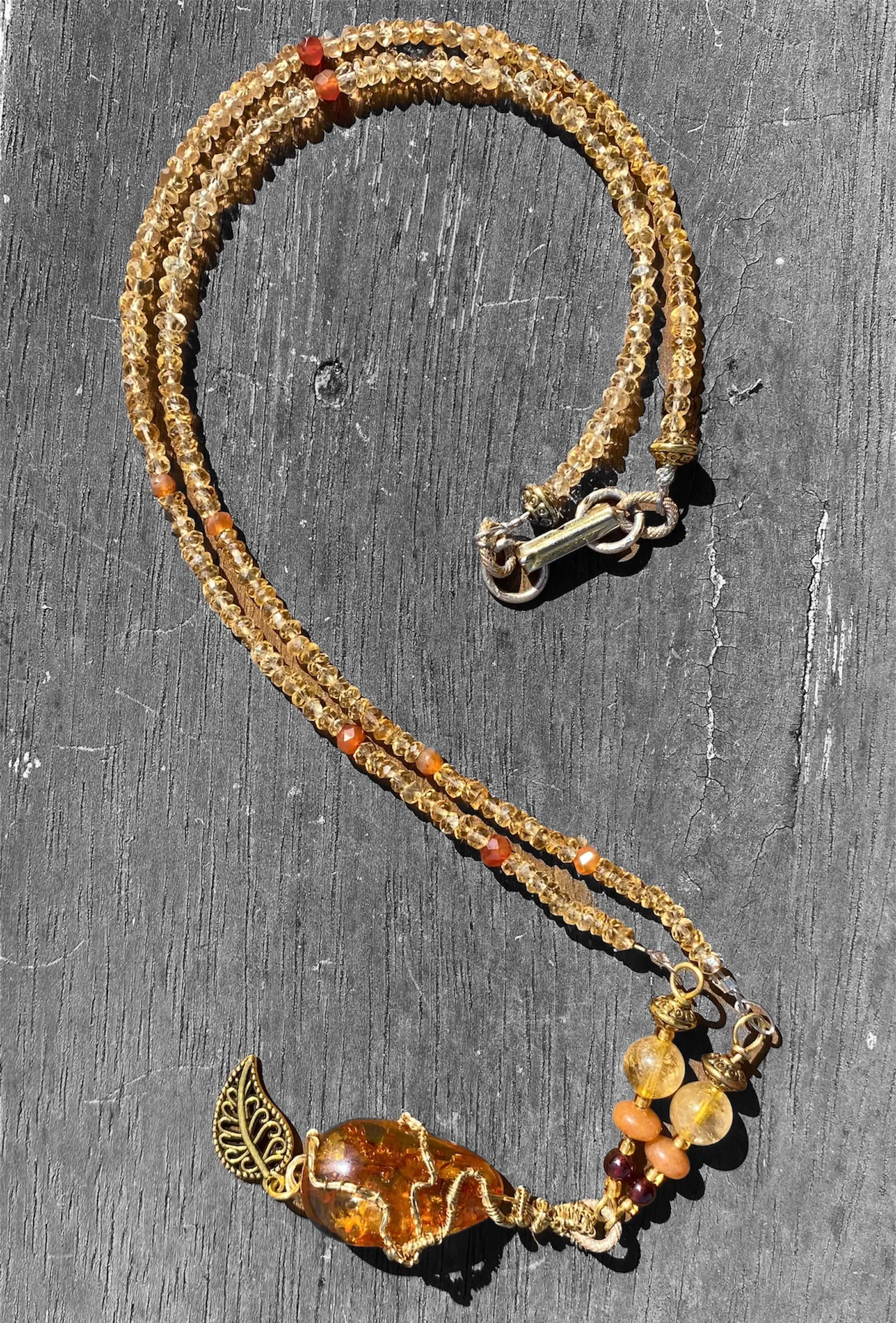 Handmade Amber & Citrine Pendant