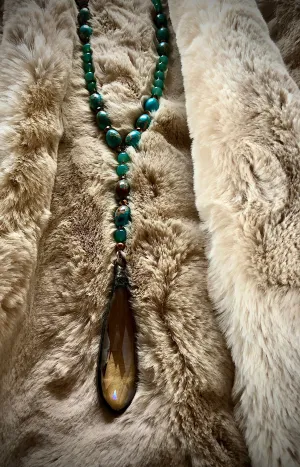 Imperial Jasper "Y" Necklace with artisan pendant  *One of a Kind