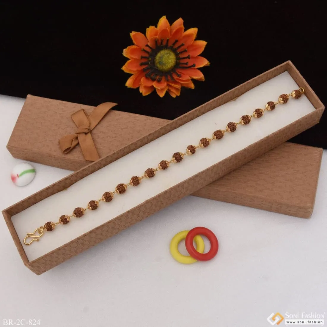 Latest Design High-quality Gold Plated Rudraksha Bracelet For Men - Style C824