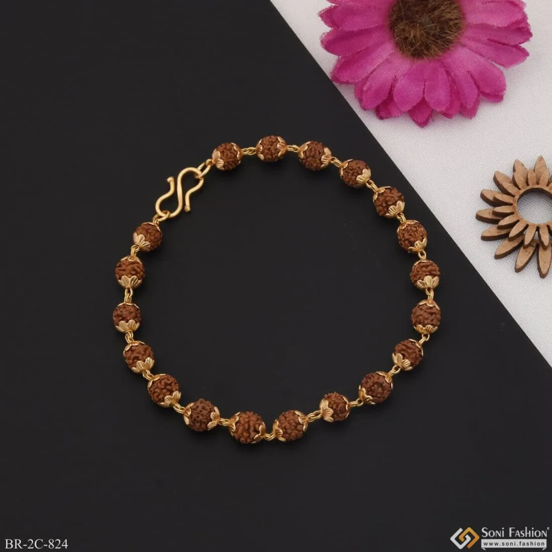 Latest Design High-quality Gold Plated Rudraksha Bracelet For Men - Style C824