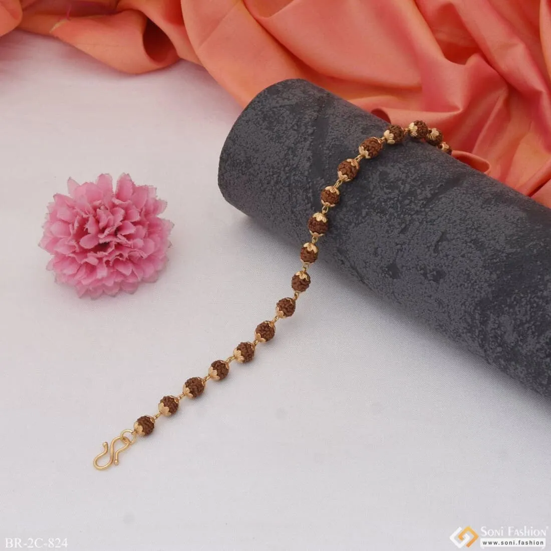 Latest Design High-quality Gold Plated Rudraksha Bracelet For Men - Style C824