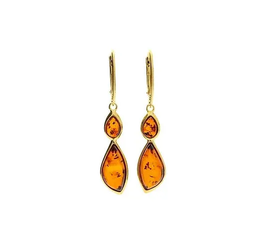 MILENA Gold Plated Elegant Amber Earrings