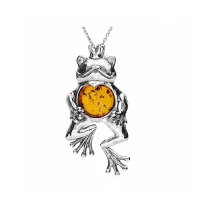 MILENA Necklace Amber and Silver King Frog