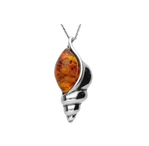 MILENA Necklace Amber and Silver Large Shell
