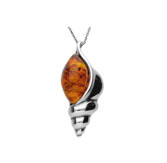 MILENA Necklace Amber and Silver Large Shell