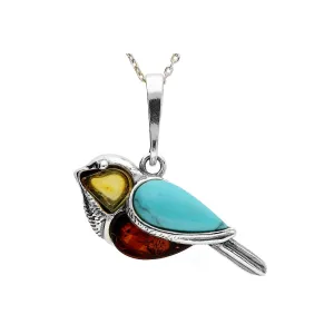 MILENA Necklace Amber and Silver Robin