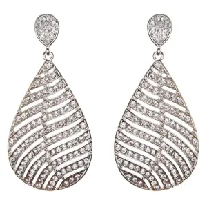 Modern Fashion Crystal Rhinestone Stunning Leaf Design Dangle Earrings E729 SLVR