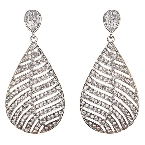 Modern Fashion Crystal Rhinestone Stunning Leaf Design Dangle Earrings E729 SLVR