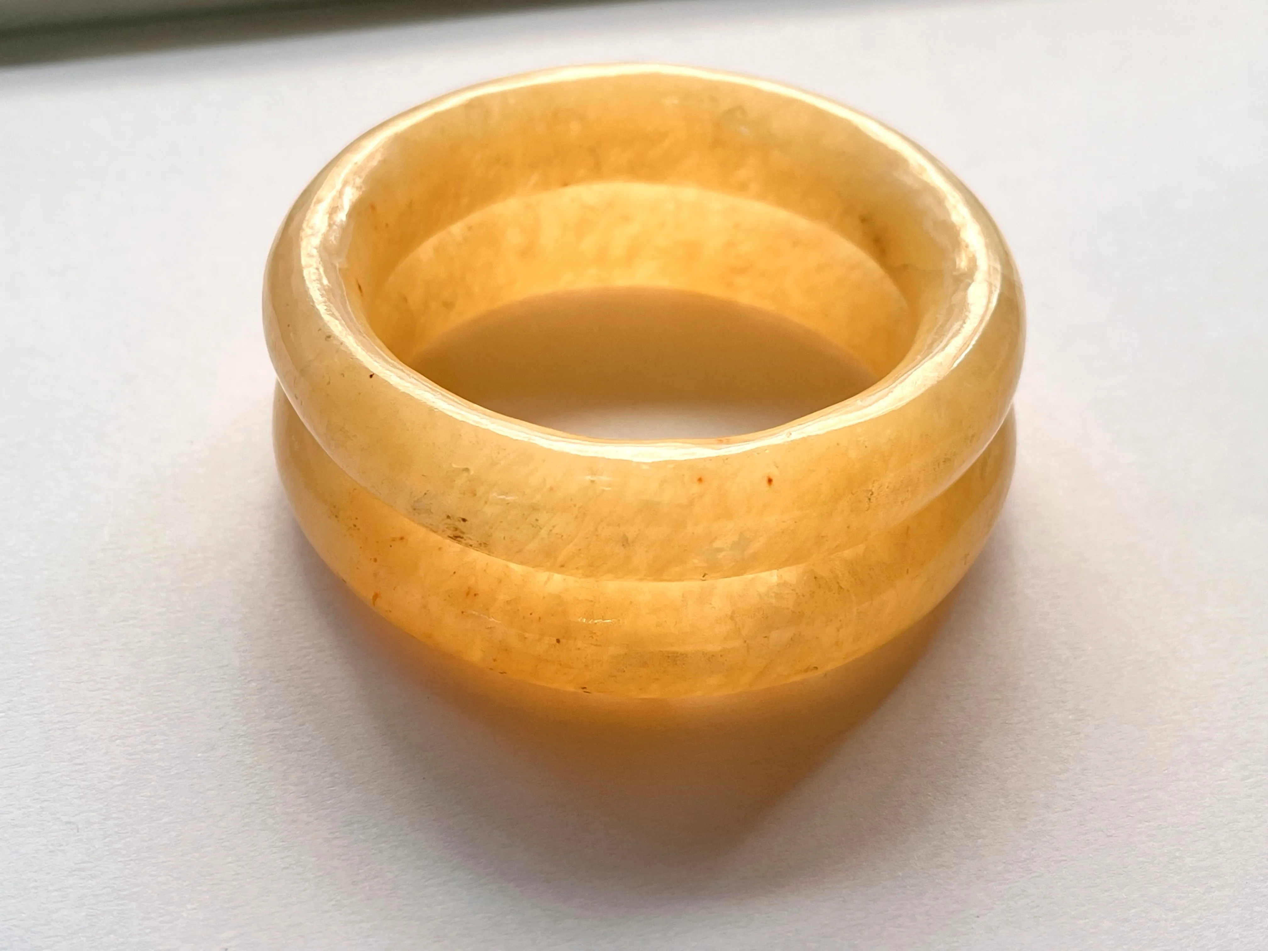 Natural Yellow Jade Hand Carved Bangle