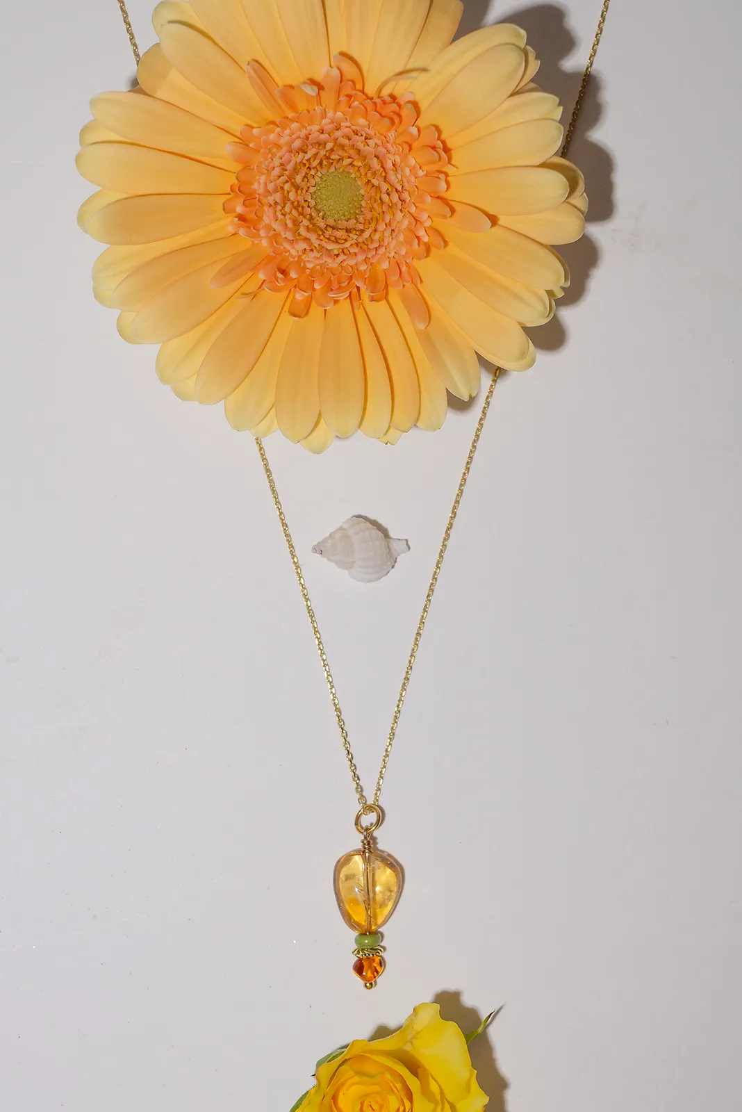 Necklace Precious Pendant Droplet Citrine